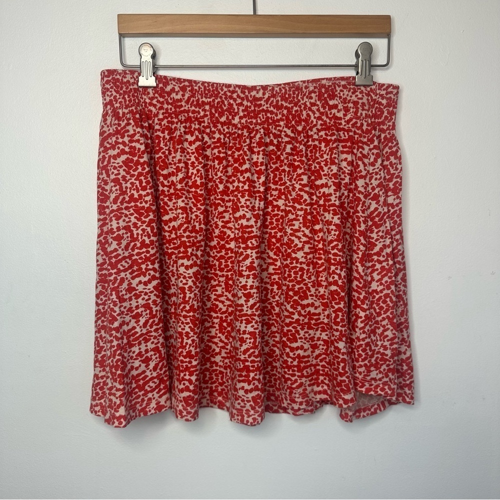 H&M Red/Orange Sz L Large Speckled Stretch Short Skirt